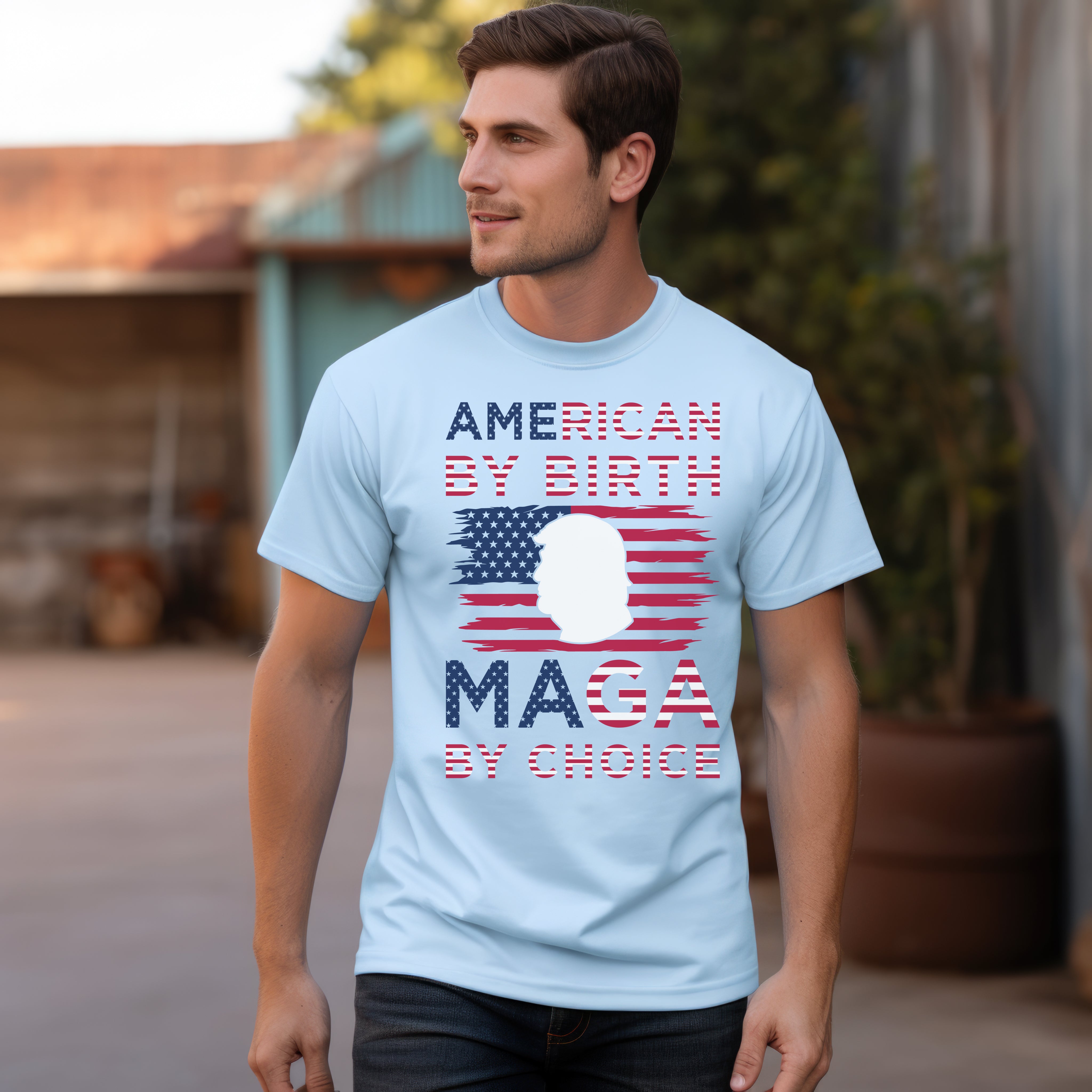 American By Birth MAGA By Choice Custom T-Shirt Trump 2024