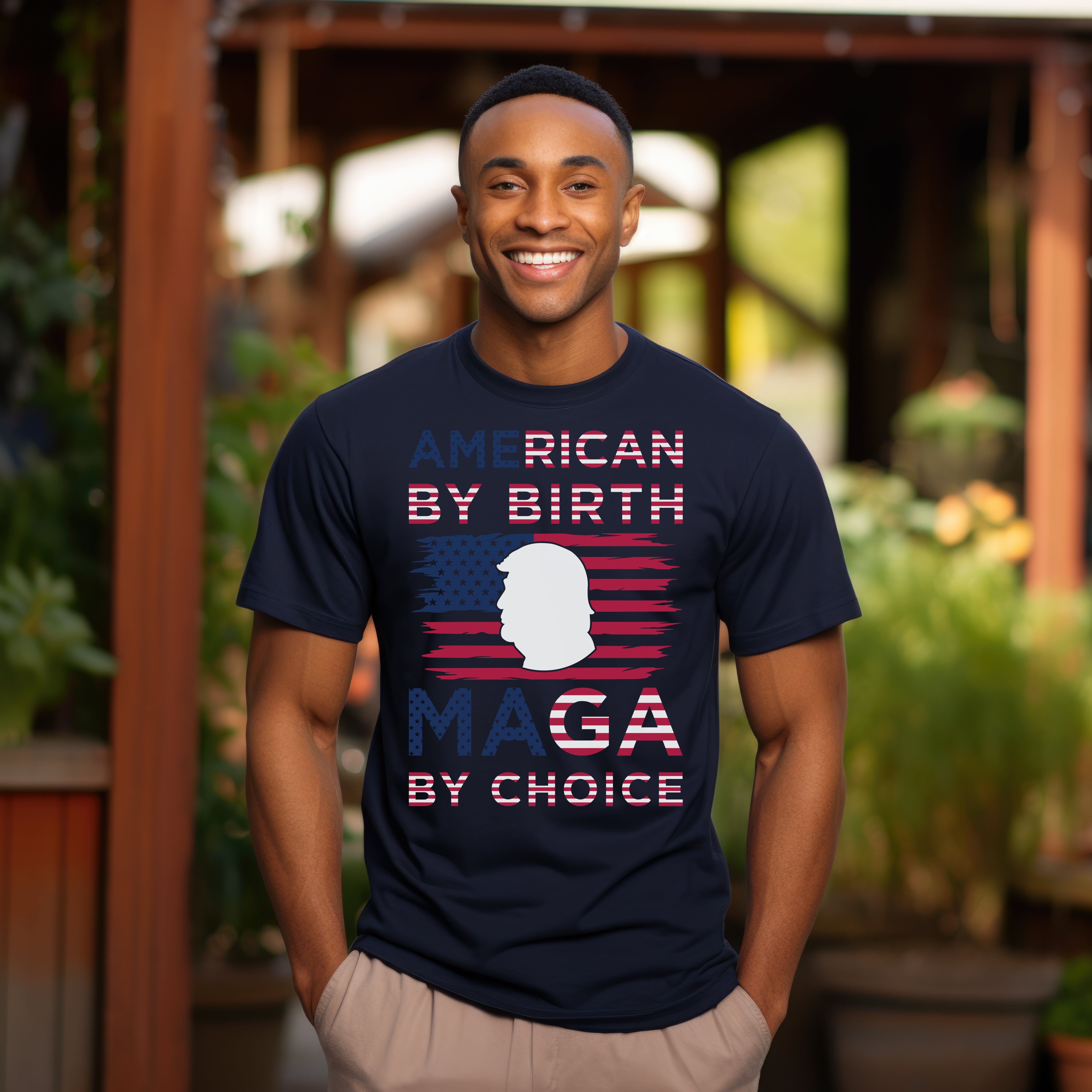 American By Birth MAGA By Choice Custom T-Shirt Trump 2024