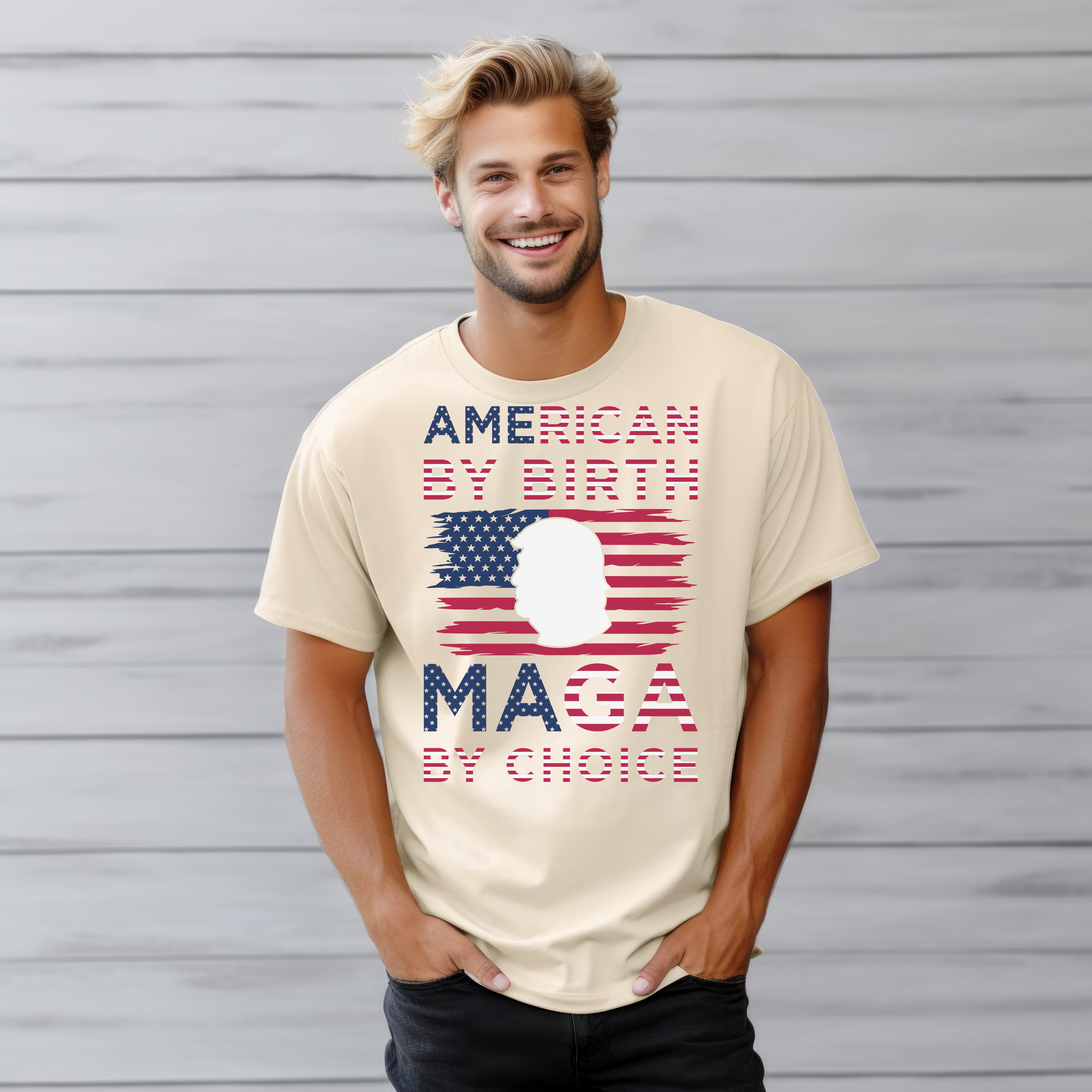 American By Birth MAGA By Choice Custom T-Shirt Trump 2024