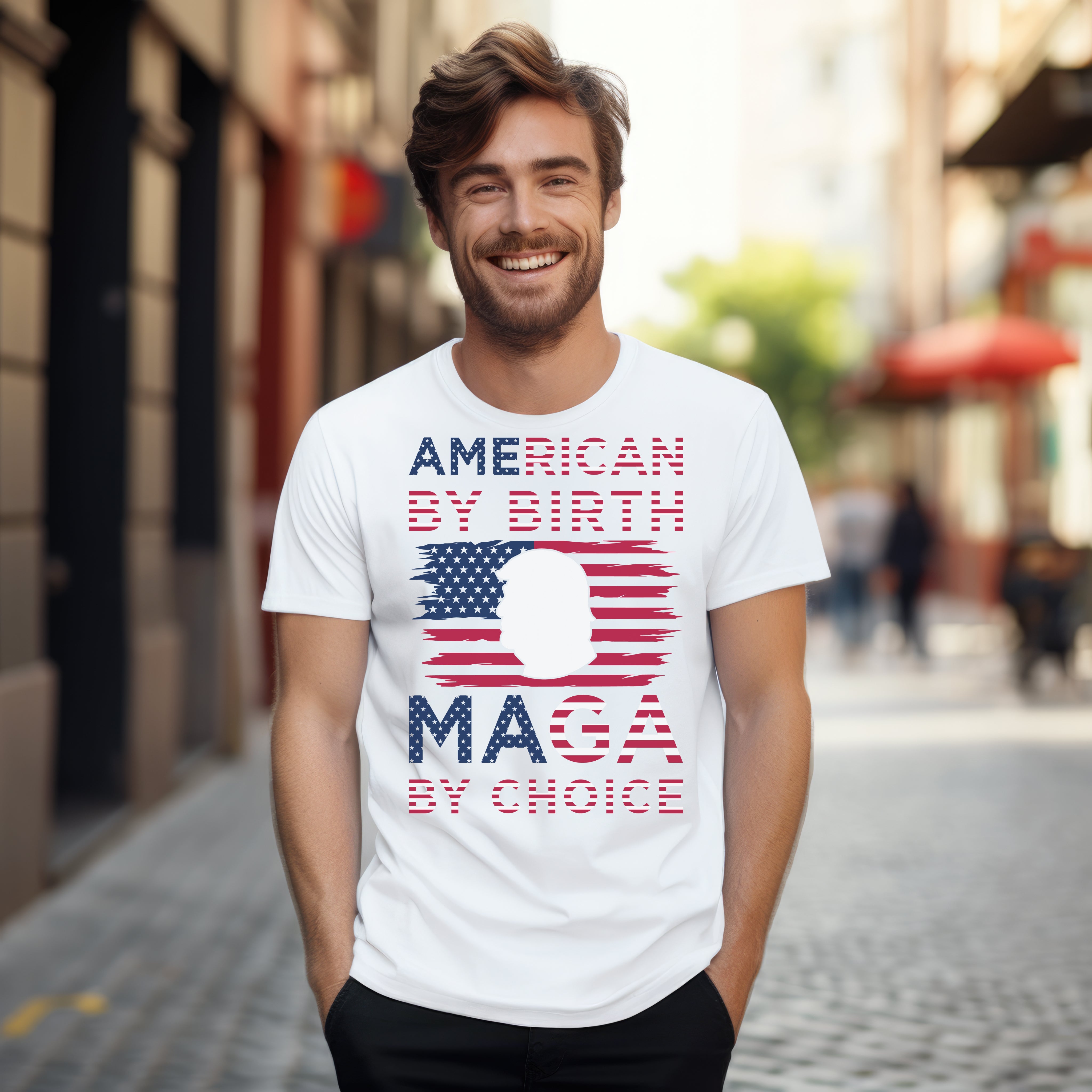 American By Birth MAGA By Choice Custom T-Shirt Trump 2024