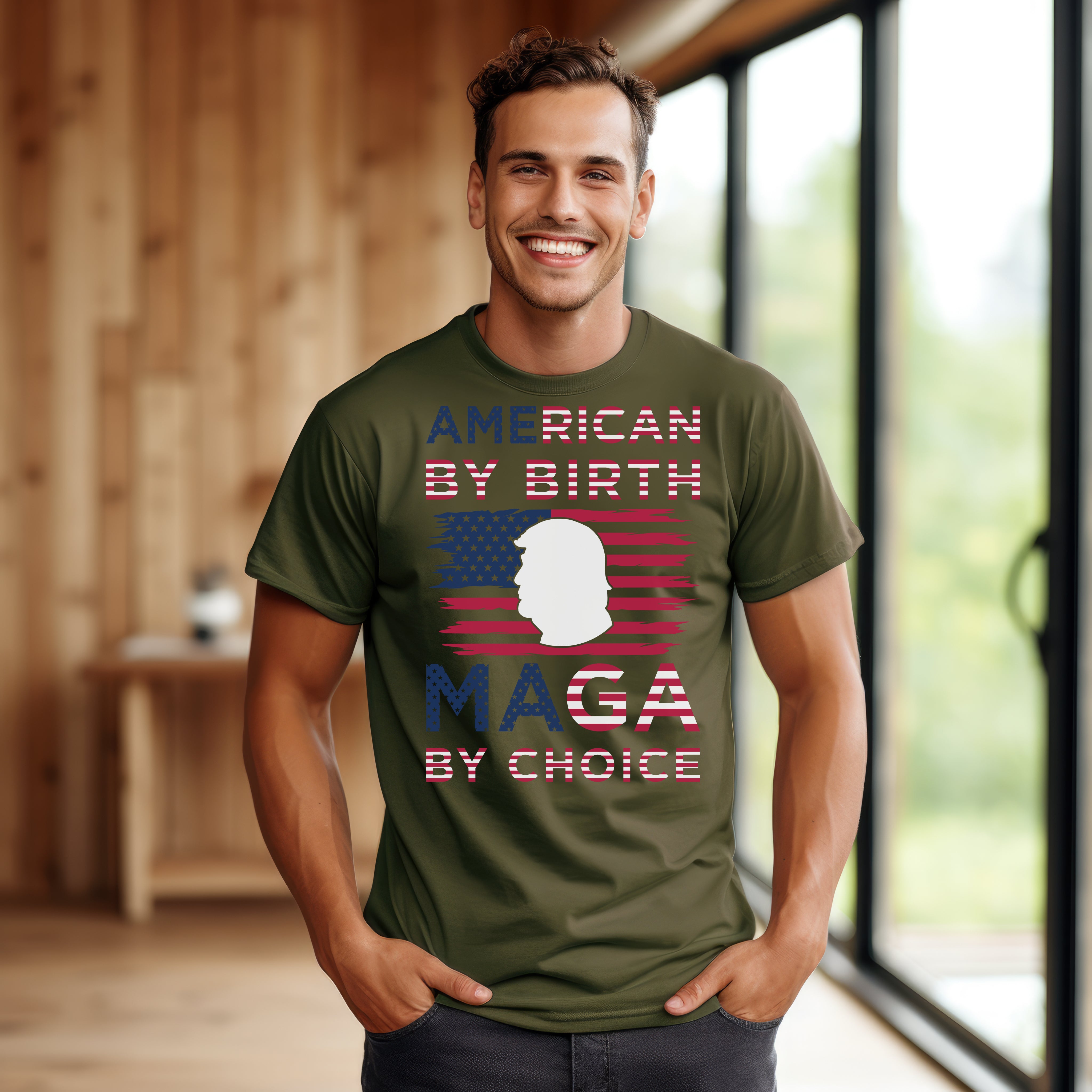 American By Birth MAGA By Choice Custom T-Shirt Trump 2024