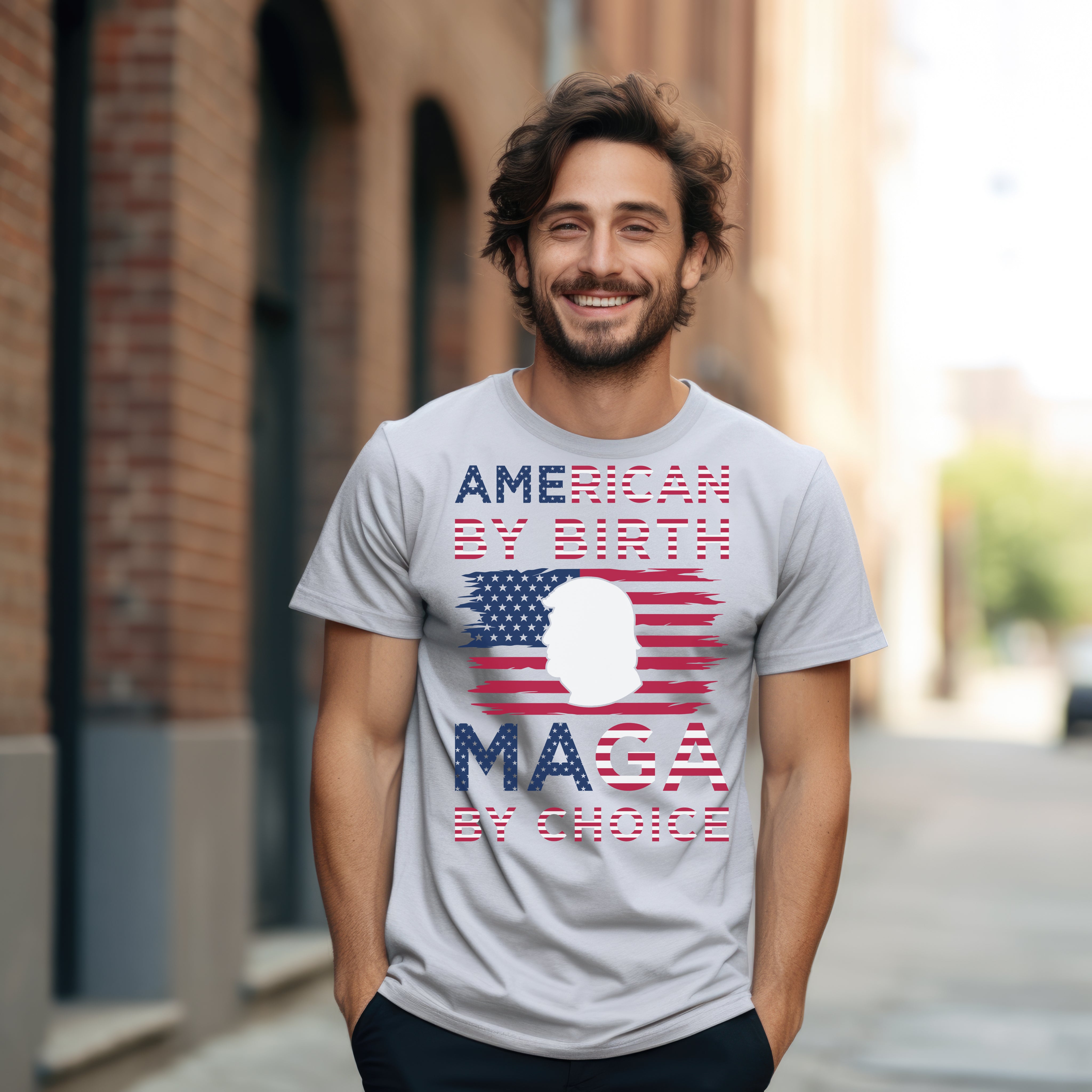 American By Birth MAGA By Choice Custom T-Shirt Trump 2024