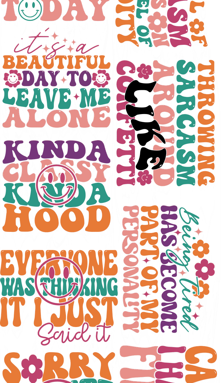 Funny and Sarcastic DTF Gang Sheet 22.5 in x 60 in (For 9 Shirts)