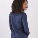 Women's Solid Preppy Patch Long Sleeve T-Shirt