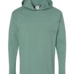 Unisex Garment-Dyed Jersey Hooded Long Sleeve T-Shirt