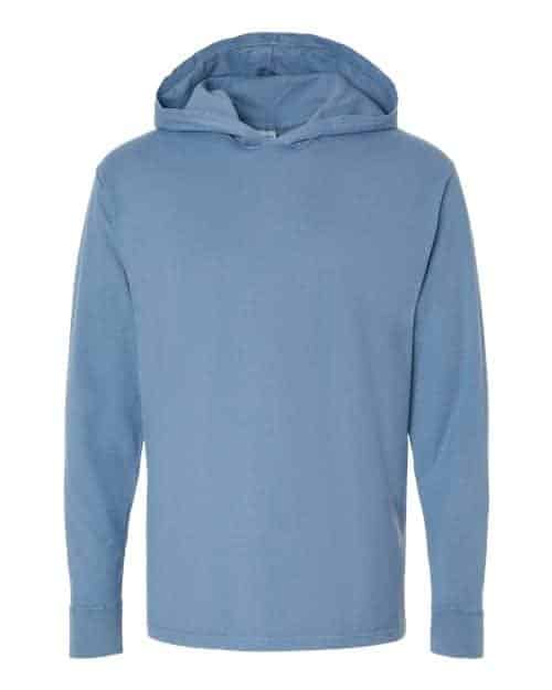 Unisex Garment-Dyed Jersey Hooded Long Sleeve T-Shirt