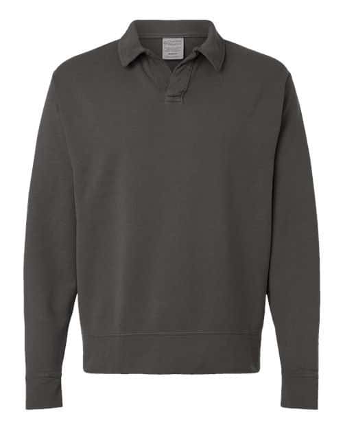 Unisex Garment-Dyed Polo Collar Sweatshirt