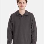 Unisex Garment-Dyed Polo Collar Sweatshirt