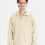 Unisex Garment-Dyed Polo Collar Sweatshirt
