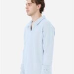 Unisex Garment-Dyed Polo Collar Sweatshirt