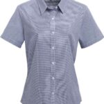 Women's Microcheck Gingham Short Sleeve Cotton Dress Shirt