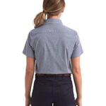 Women's Microcheck Gingham Short Sleeve Cotton Dress Shirt