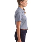 Women's Microcheck Gingham Short Sleeve Cotton Dress Shirt