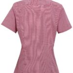 Women's Microcheck Gingham Short Sleeve Cotton Dress Shirt