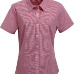 Women's Microcheck Gingham Short Sleeve Cotton Dress Shirt