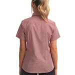 Women's Microcheck Gingham Short Sleeve Cotton Dress Shirt