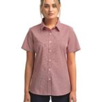Women's Microcheck Gingham Short Sleeve Cotton Dress Shirt