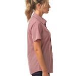 Women's Microcheck Gingham Short Sleeve Cotton Dress Shirt