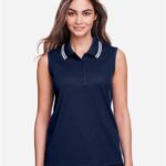 Women's CrownLux Performance® Plaited Tipped Sleeveless Polo