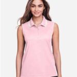 Women's CrownLux Performance® Plaited Tipped Sleeveless Polo