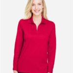 Women's CrownLux Performance® Plaited Long Sleeve Polo