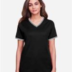 Women's CrownLux Performance® Plaited Tipped V-Neck Shirt