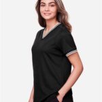 Women's CrownLux Performance® Plaited Tipped V-Neck Shirt