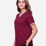 Women's CrownLux Performance® Plaited Tipped V-Neck Shirt