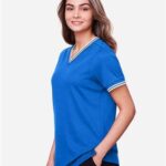 Women's CrownLux Performance® Plaited Tipped V-Neck Shirt