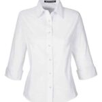 Women's Perfect Fit™ Three-Quarter Sleeve Stretch Poplin Dress Shirt