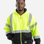 Men's Hi-Vis Class 3 Color Block Full-Zip Hooded Sweatshirt