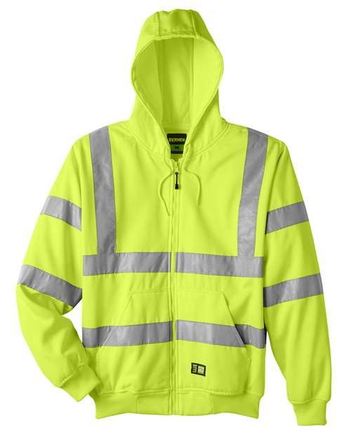 Men's Berne Hi-Vis Class 3 Lined Hooded Sweatshirt