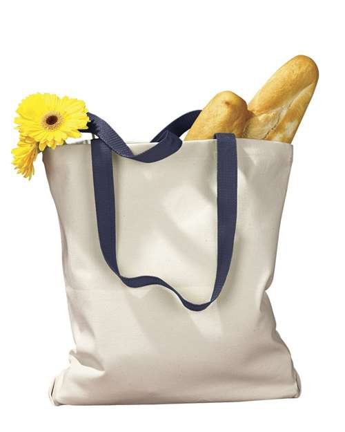 Canvas Tote with Contrast-Color Handles