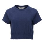 Women's French Terry Short Sleeve Cropped Crewneck Sweatshirt