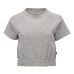 Women's French Terry Short Sleeve Cropped Crewneck Sweatshirt