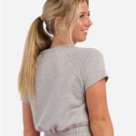 Women's French Terry Short Sleeve Cropped Crewneck Sweatshirt