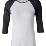 Women’s 1X1 Baby Rib Raglan Three-Quarter Sleeve Tee