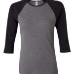 Women’s 1X1 Baby Rib Raglan Three-Quarter Sleeve Tee