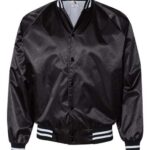 Unisex Satin Baseball Jacket Striped Trim