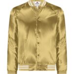 Unisex Satin Baseball Jacket Striped Trim