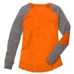 Women’s Preppy Patch Slub Long Sleeve T-Shirt