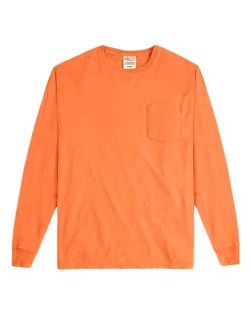 Unisex Garment-Dyed Long Sleeve T-Shirt With a Pocket