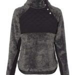 Women's Quilted Fuzzy Fleece Snap Placket Pullover