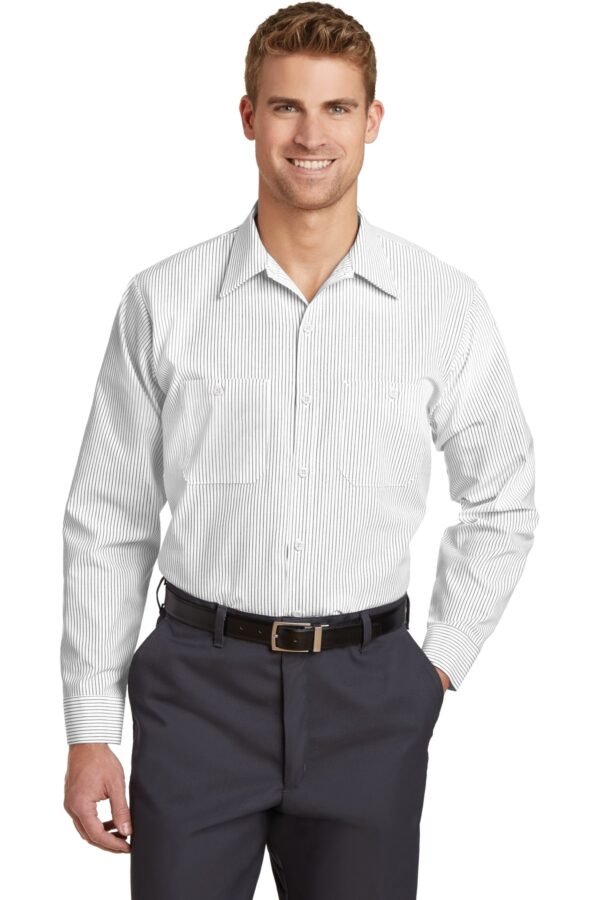 Red Kap ®  Long Size, Long Sleeve Striped Industrial Work Shirt. CS10LONG