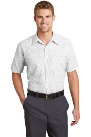 DISCONTINUED  Red Kap ®  Long Size, Short Sleeve Striped Industrial Work Shirt. CS20LONG
