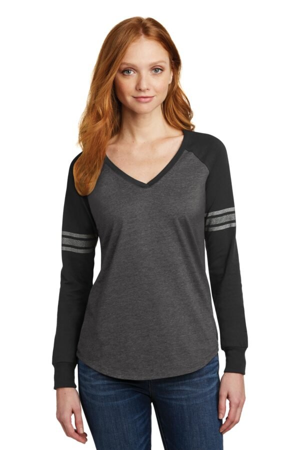 DISCONTINUED  District  ®  Women's Game Long Sleeve V-Neck Tee. DM477