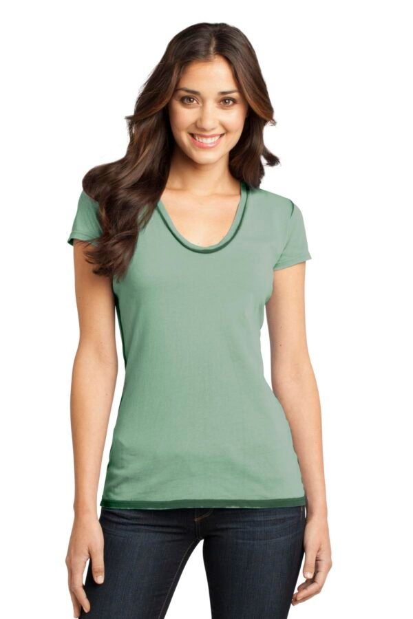 DISCONTINUED  District ®  - Juniors Faded Rounded Deep V-Neck Tee. DT2202