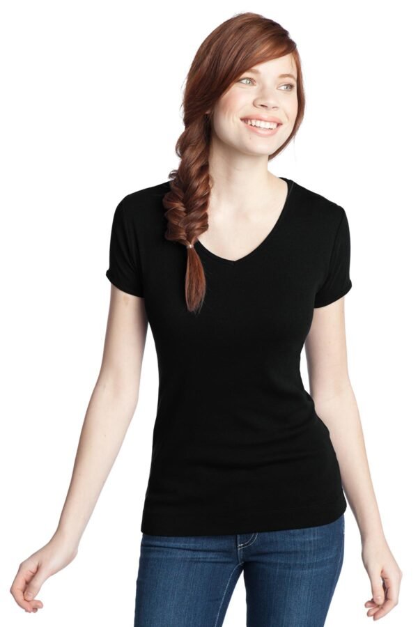 DISCONTINUED  District ®  - Juniors 1x1 Rib V-Neck Tee. DT234V
