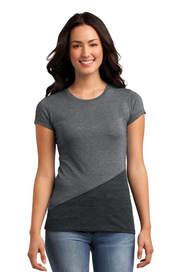 DISCONTINUED  District ®  Juniors Tri-Blend Pieced Crewneck Tee. DT243