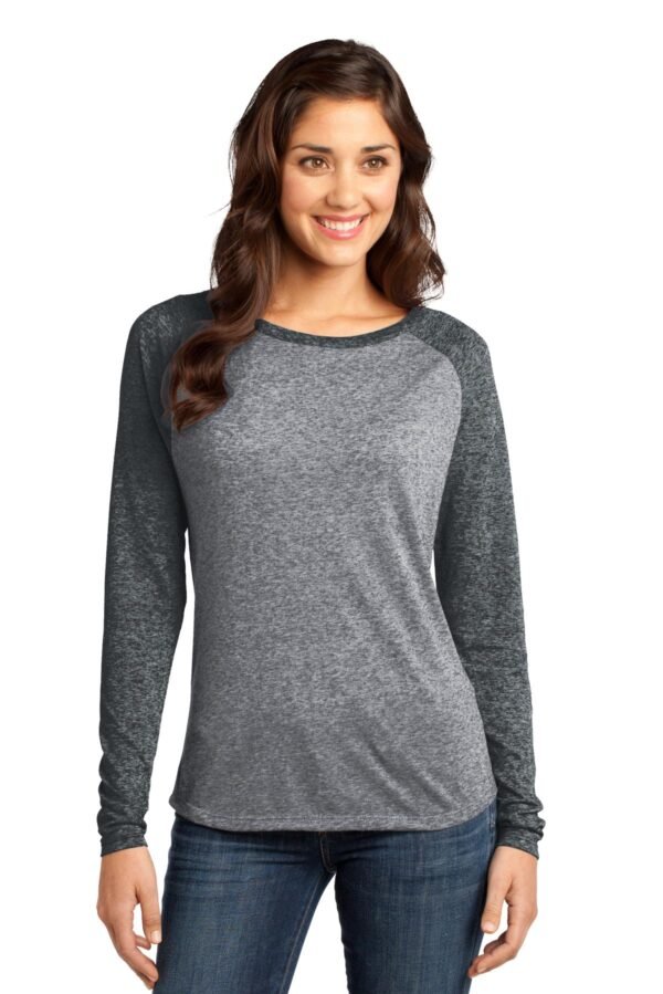 DISCONTINUED  District ®  - Juniors Microburn ®  Long Sleeve Raglan Tee. DT262
